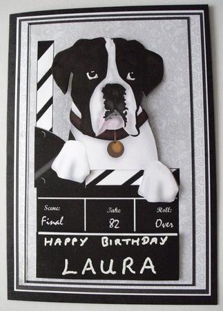 Boxer Dog with Clapper Movie Card Kit by Lesley Earing