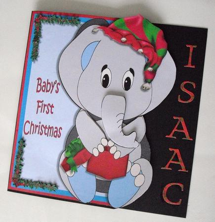 Baby Boy First Christmas Elephant by Lesley Earing