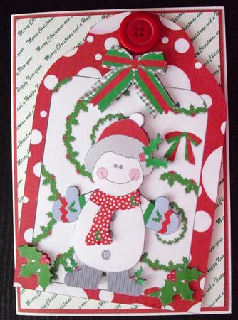 Christmas Snowman - Shaped Card Front by Lesley Earing