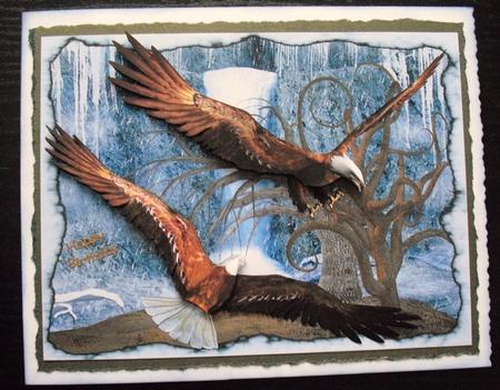 The Frozen Waterfall and Eagle Decoupage by Lesley Earing