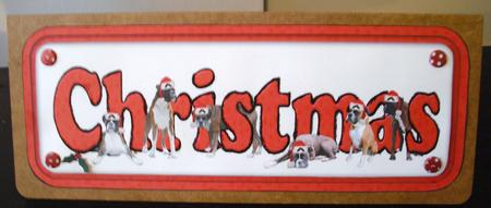 Boxer & Hats Christmas Name Sign by Lesley Earing