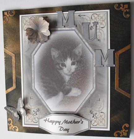 Mother's Day Kitten in a Sepia Frame by Lesley Earing