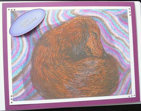 A4 Dachshund Snoozing by Lesley Earing