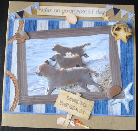 Golden Retriever Dogs in the Sea Decoupage by Lesley Earing