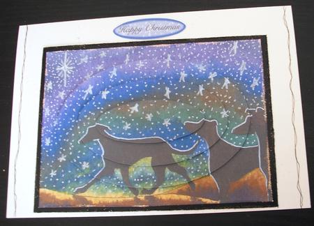 We Three Greyhounds -  Oval Pyramid by Lesley Earing
