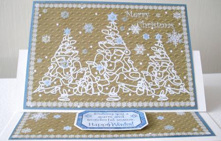 Three Christmas Trees (gold) by Lesley Earing