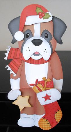 3D on the Shelf Card Kit - Little Christmas Boxer Dog by Lesley Earing