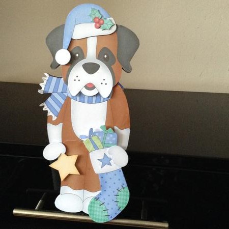 3D on the Shelf Card Kit - Little Christmas Boxer Dog by Lesley Earing