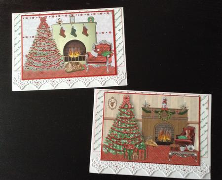 Two Christmas Fireplace Scenes by Lesley Earing