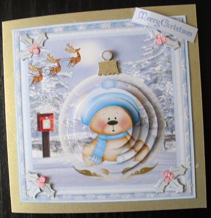 Christmas 6x6ins Winter Bear Topper 1 by Lesley Earing
