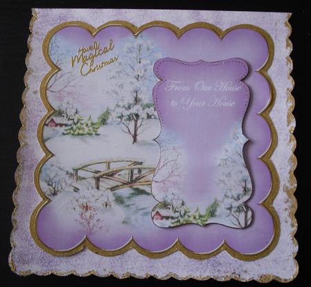 Lilac Snowscene Ours to Your House 8in Scallop Topper by Lesley Earing