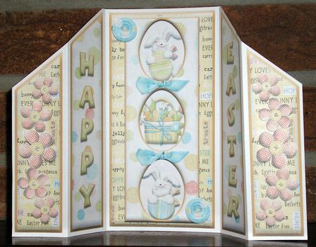 Happy Easter Theatre Fold Card with Decoupage Elements by Lesley Williams