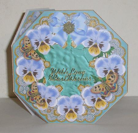 Pale Blue Pansy Dusky Teal Lace Octagon 8inch Frame Sheet by Lesley Williams