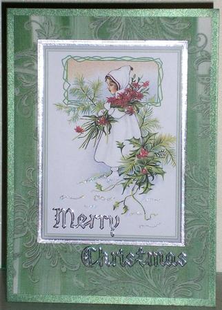 Mid Green Painted Embossed Leaf A4 Backing Paper by Lesley Williams