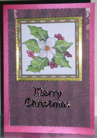 Dark Red Painted Embossed Leaf A4 Backing Paper by Lesley Williams