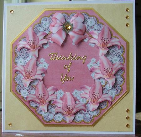 Pink Lily Pink Octagon 8in Picture Topper Sheet by Lesley Williams