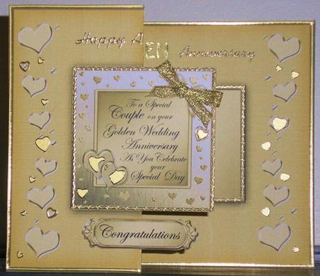 Golden Wedding Anniversary No-hole Fold Back Card by Lesley Williams