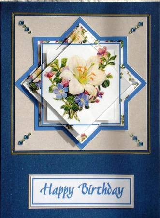 Floral Bouquet Diamonds & Squares Card Front Topper by Lesley Williams