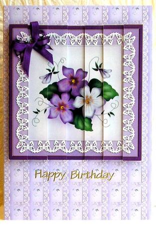 Pretty Viola Quick Card with Side Stacker Topper by Lesley Williams