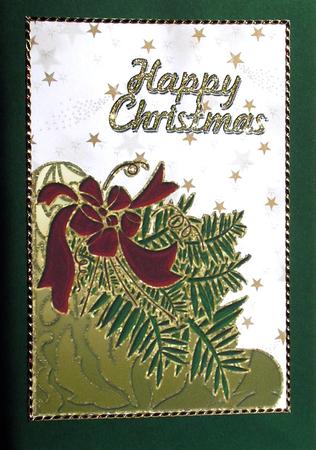 Large Scalloped Corner Stacker with Pine Tree Branch & Bow 1 by Lesley Williams
