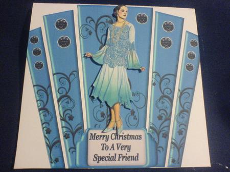 Blue Christmas Art Deco Panels with Lady by Lianne Elvidge