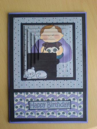 Gaming Boy Pyramid Card Front by Lianne Elvidge