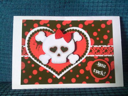 Punk Love - Red - Girly Skull and Crossbones Decoupage by Lianne Elvidge