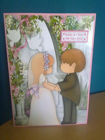 Lovely Wedding Couple with Doves in Rose Garden A4 by Lianne Elvidge