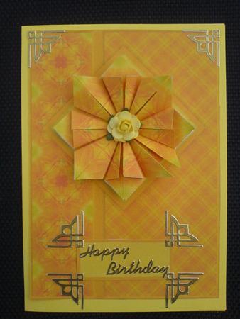 Orange & Yellow Card Front & Matching Teabag Tiles by Lianne Elvidge