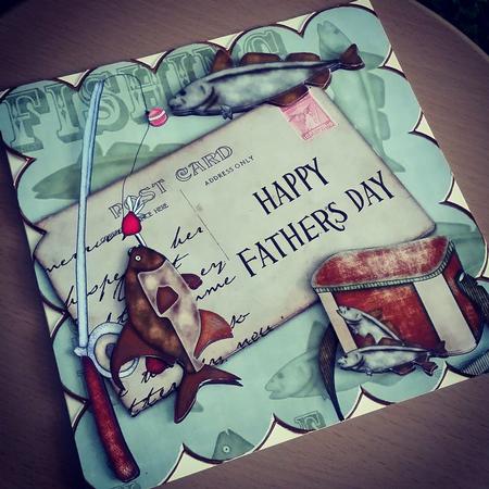 Olive Fishing Happy Fathers Day 8in Xtreme Decoupage Kit by Lianne Elvidge