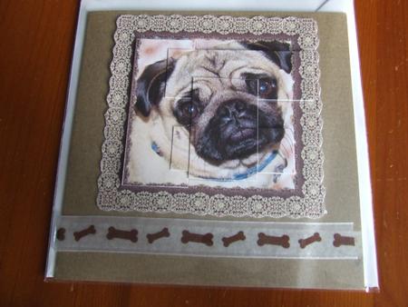 You're How Old - Pug Intertwined Pyramid Card by Linda Allison