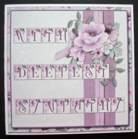 Pretty Purple Roses Sympathy Card Front and Insert by Linda Fraser