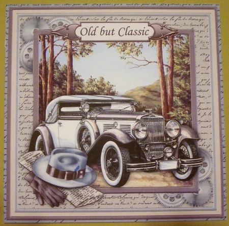 Classic Car Silver & Maroon 8x8 Mini Kit & Decoupage by Linda Fraser