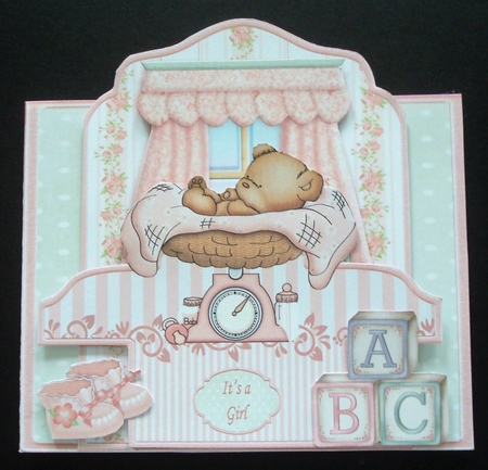 New Baby Girl 3D Pop Up Card Kit & Decoupage by Linda Fraser