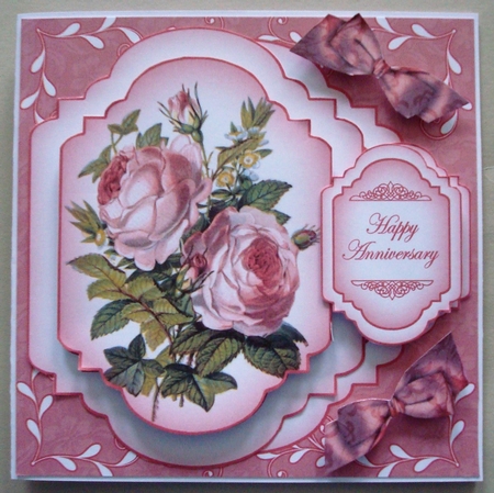 Pink Roses2 Happy Anniversary Fancy Stand Up Kit by Linda Fraser