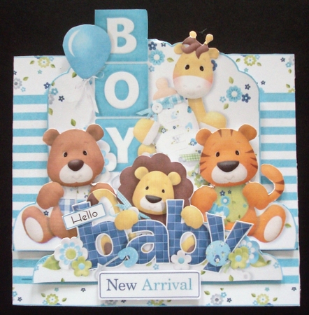 Welcome Baby Boy 3D Shelf Card Kit with Card Box by Linda Fraser