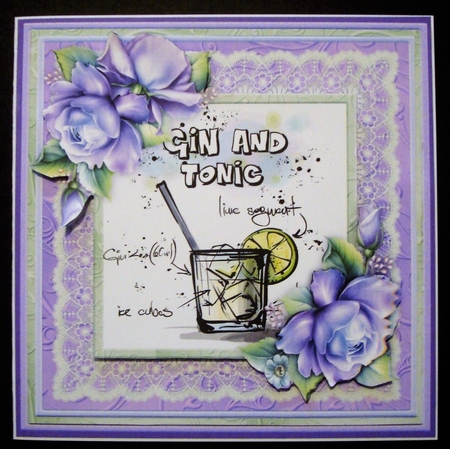 LET THE CELEBRATIONS BE-GIN Humorous 7.5 Gin & Tonic Decoupage Mini Kit by Linda Fraser