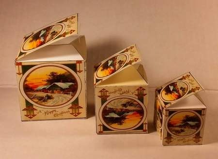 All In One Gift Box - Christmas Log Cabin by Linda Garnett