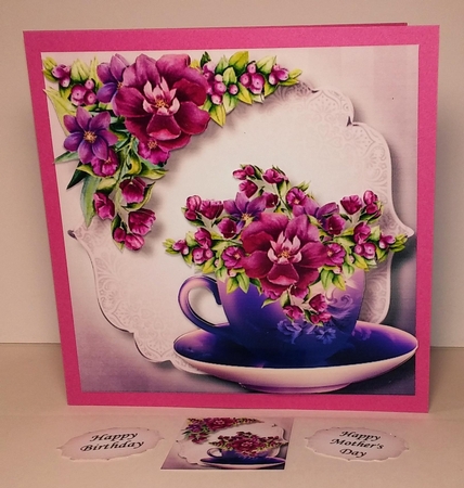 Beautiful Bouquet Teacup & Saucer 1 8x8 by Linda Garnett