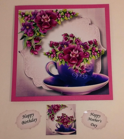 Beautiful Bouquet Teacup & Saucer 1 8x8 by Linda Garnett