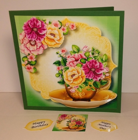 Beautiful Bouquet Teacup & Saucer 9 8x8 by Linda Garnett