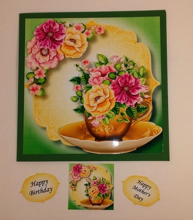 Beautiful Bouquet Teacup & Saucer 9 8x8 by Linda Garnett