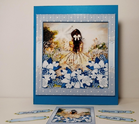  Beautiful Artsy Lady with Blue Flowers by Linda Garnett
