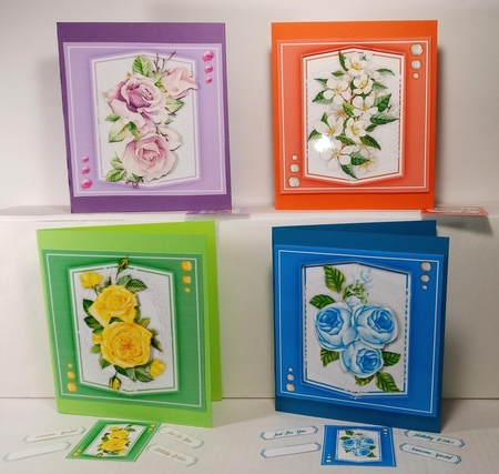4,Stunning Cards with Roses by Linda Garnett