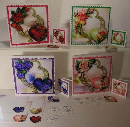 Hearts & Flowers On Golden Frame Bumper Kit 1 by Linda Garnett