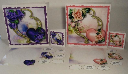 Hearts & Flowers On Golden Frame Bumper Kit 1 by Linda Garnett