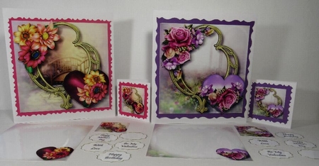 Hearts & Flowers On Golden Frame Bumper Kit 2 by Linda Garnett