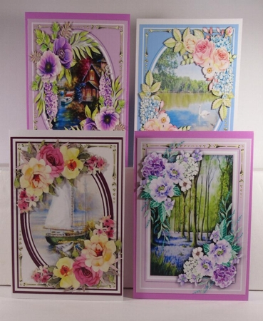 4, Lovely A5 Floral Cards  by Linda Garnett