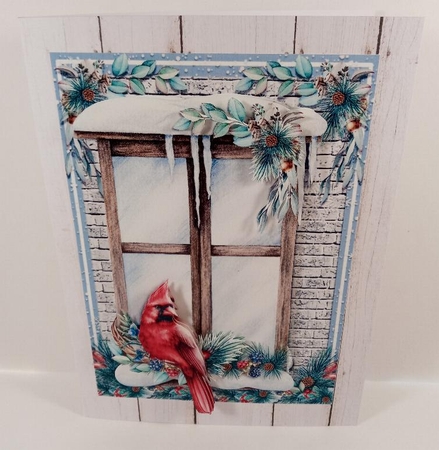 CHRISTMAS WINDOW - CARDINAL by Linda Garnett