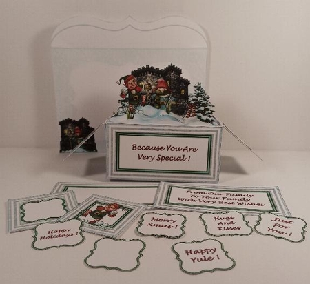 Christmas Gnomes Box Card Kit With matching Envelope & Instructions by Linda Garnett